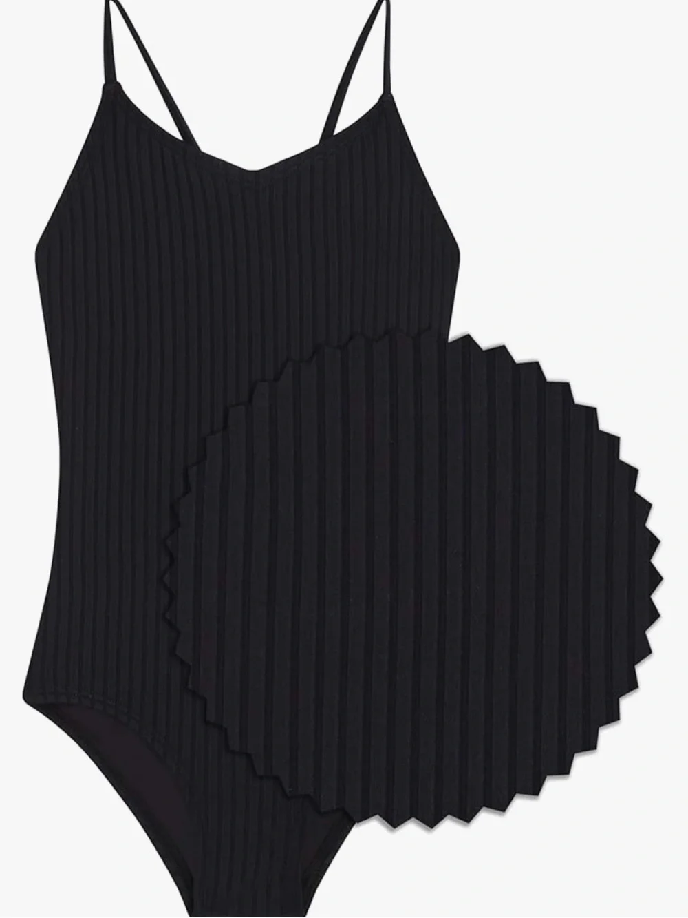 Kanu Surf Kids Black Ribbed One-Piece Swimsuit